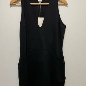 Black Knee Length Dress with Pockets